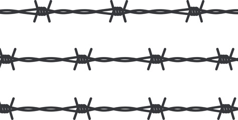 Three strands of barbed wire create a sharp, dangerous, and industrial security element.