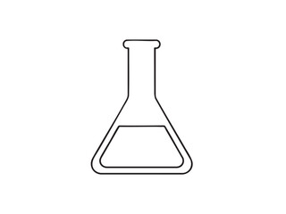Erlenmeyer flask illustration. This minimal design showcases a classic lab beaker, perfect for science, chemistry, or educational projects