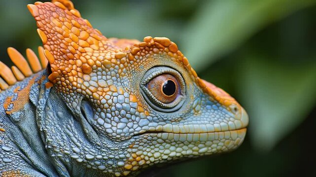 Vibrant Plumed Basilisk: Close-Up Portrait of a Stunning Lizard