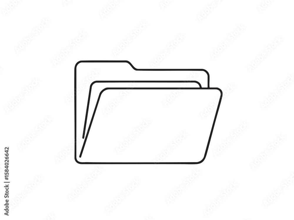 Fototapete minimalist outline icon of an open folder. represents digital data storage, file organization, and d