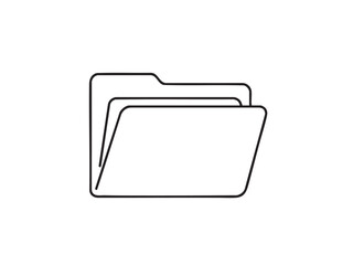 Minimalist outline icon of an open folder. Represents digital data storage, file organization, and document access