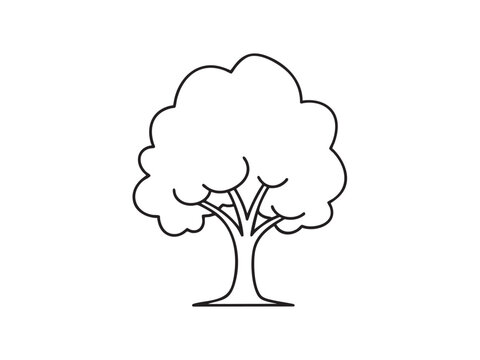 Simple line art tree illustration. Perfect for kids' books, websites, or educational materials. Clean design, easily adaptable to various projects