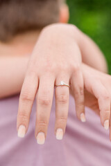 Engagement ring on hand