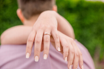 Engagement ring on hand