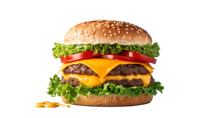 Juicy Double Cheeseburger with Fresh Lettuce and Tomato