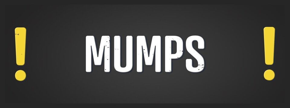 Mumps (mumps) - A blackboard illustration with white text.