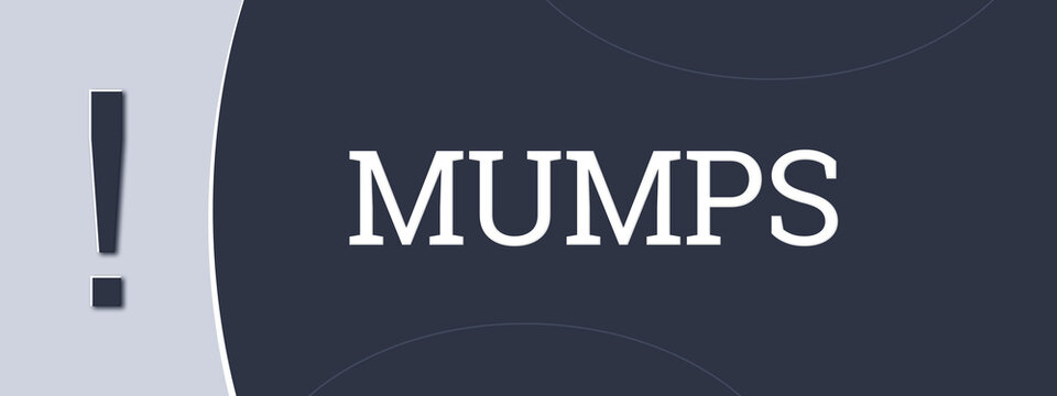 Mumps (mumps) - A blue banner illustration with white text.