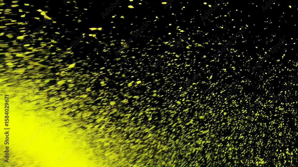 Poster abstract dark background with rising golden glittery dust particles and hazy smoke effect for digita