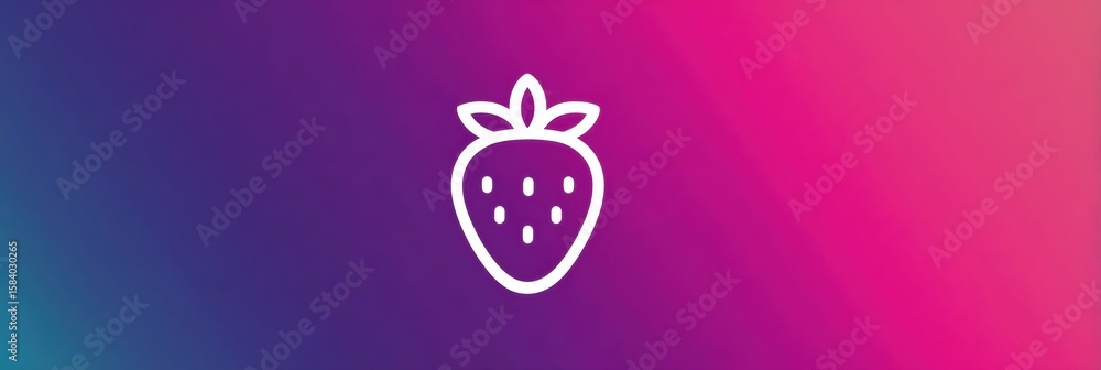 Poster bright strawberry icon showcased on a vibrant gradient background, creating a modern and appealing d