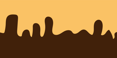 Naklejka premium Chocolate ice cream melted on waffle background. Сream melted on waffle background. Sweet ice cream flowing down on cone. Vector Illustration.