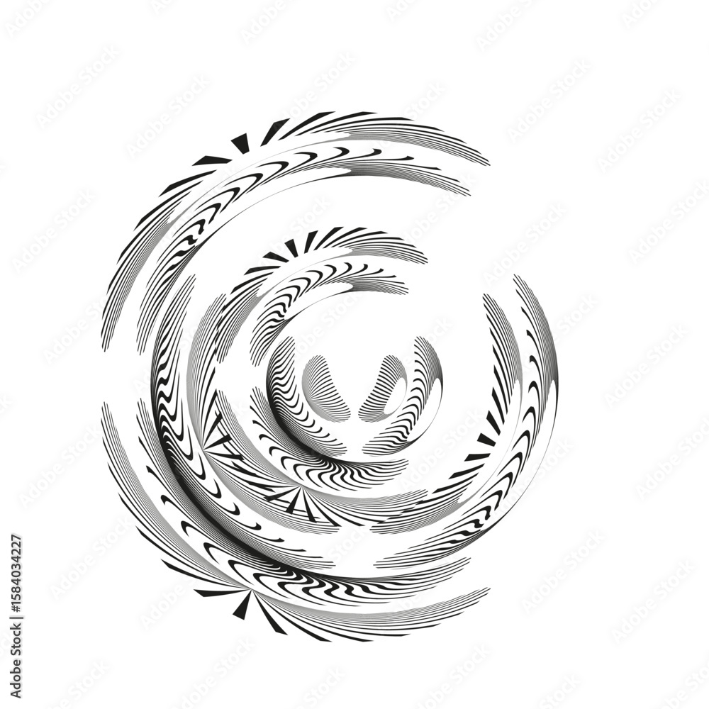 Poster abstract spiral pattern. dynamic swirl vector. concentric line illustration. optical art form.