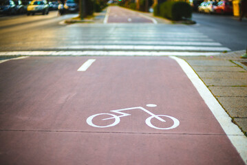 Bicycle lane crossing a street in the city