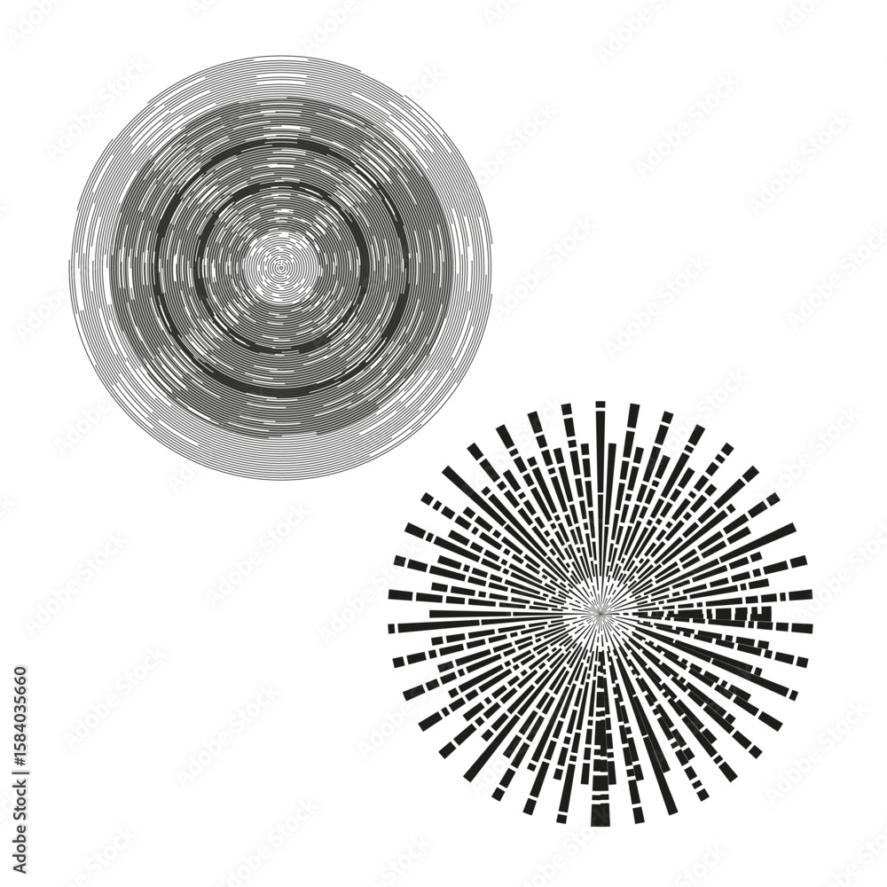 Aufkleber circular abstract patterns. optical vector designs. concentric line illustration. grey white backgro