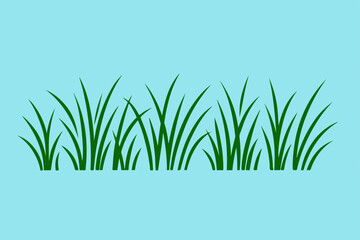 Fototapeta premium Stylized green grass illustration on a light blue background for nature themes