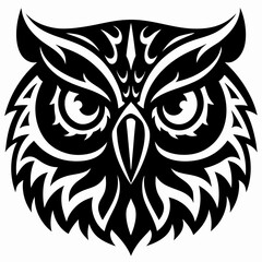 Fototapeta premium Tribal Owl Head Vector Design Fierce Mascot with Intricate War Paint Illustration