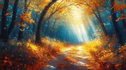 sunset in the forest