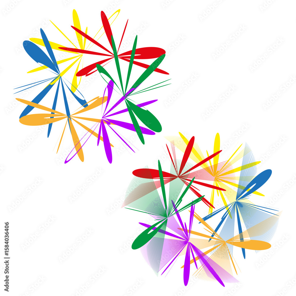 Aufkleber abstract burst elements. colorful vector shapes. dynamic explosion illustration. vibrant artistic pa