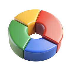 Obraz premium Colorful 3d pie chart segments isolated on transparent background