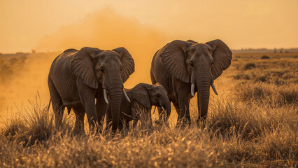 Obraz premium elephants in the savannah