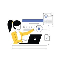 Cyber security or web security concept illustration. Protection of the internet access, cyber attack prevention. Data protection and database safety of a digital device illustration