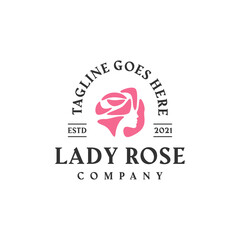 Lady rose women female flower logo design template