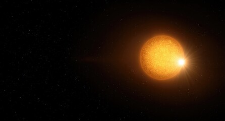 Fiery star ablaze in dark space