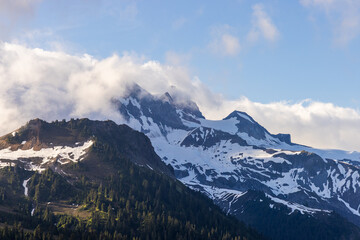 Panoramic View of Snow-Capped Mountains and Forests in Squamish, BC