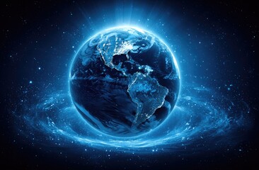 Obraz premium Earth, glowing in dark space