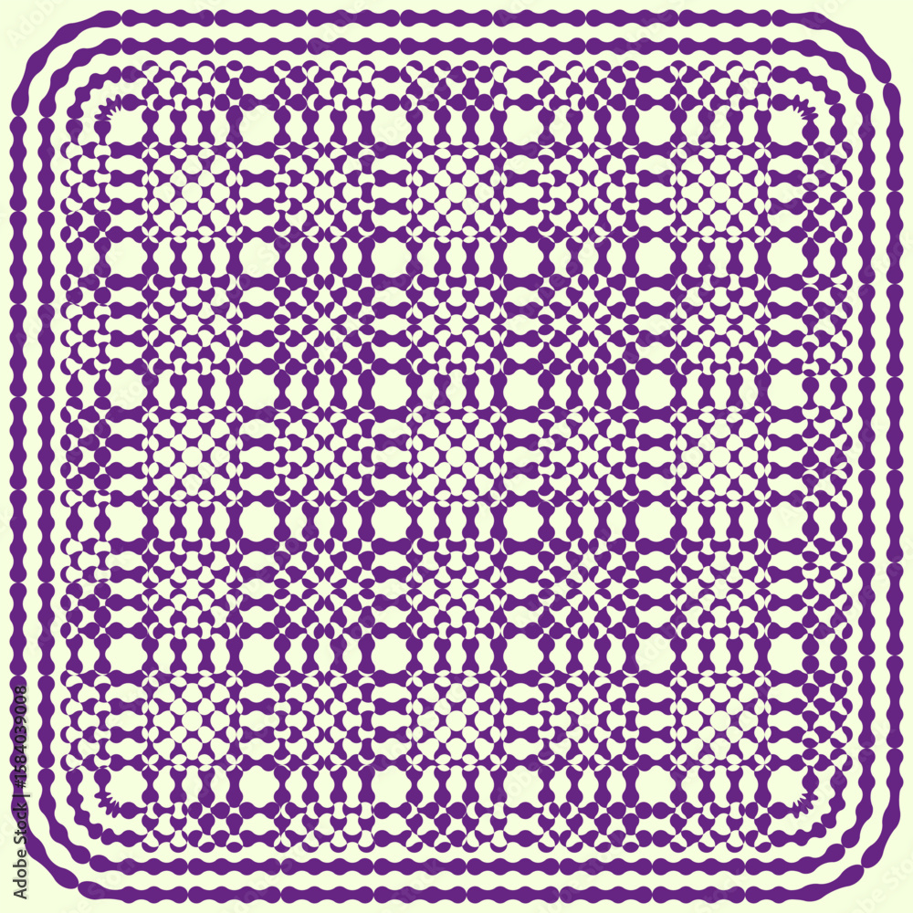 Poster checkered grid pattern. circle dot texture. abstract geometric design. vector purple background