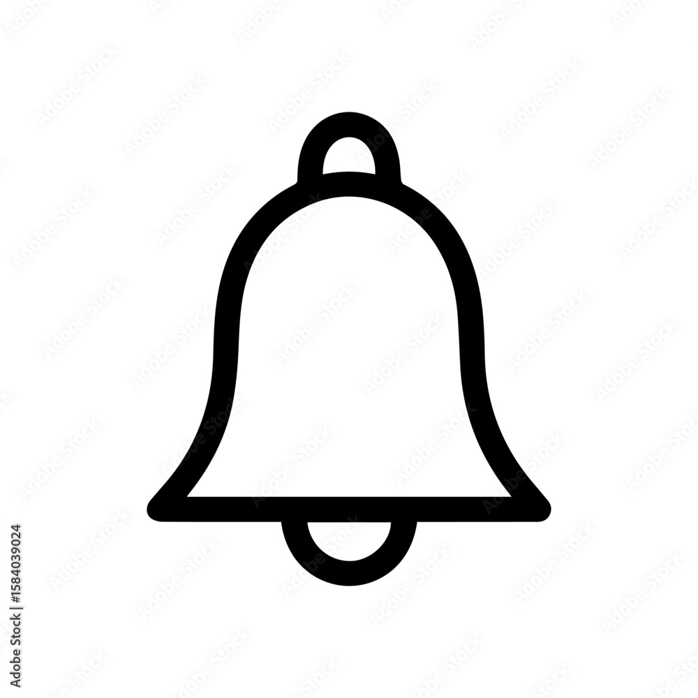 Aufkleber a simple line drawing of a bell with a loop on top and a clapper at the bottom