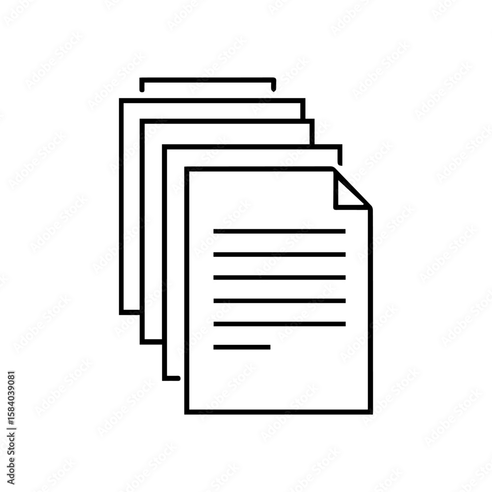 Poster a stack of four sheets of paper the front one has writing or text