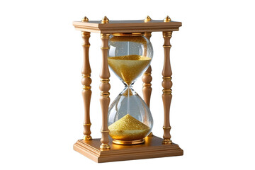 New style golden hourglass isolated on transparent background