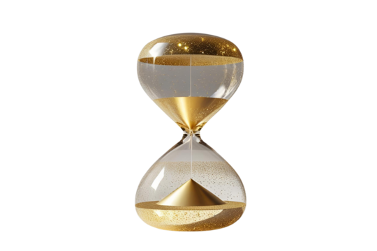 New style golden hourglass isolated on transparent background - Powered by Adobe