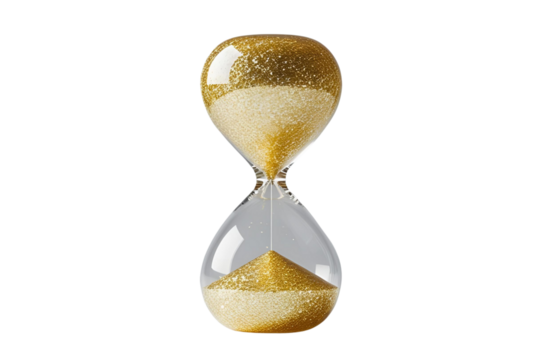 New style golden hourglass isolated on transparent background
