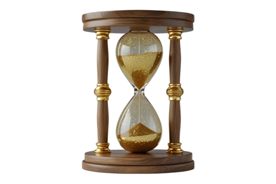 New style golden hourglass isolated on transparent background - Powered by Adobe