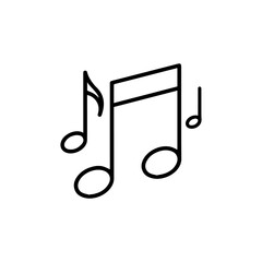 Black outlines of musical notes are placed on a white background