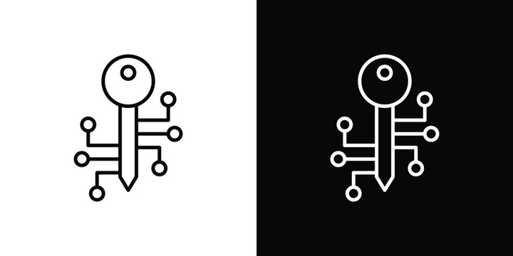 Digital key icon Logo Template. lianer pictogram set.