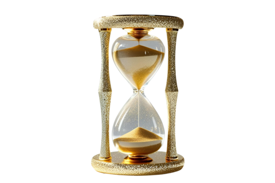 New style golden hourglass isolated on transparent background