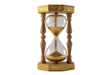 New style golden hourglass isolated on transparent background