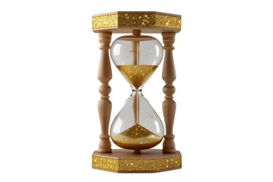 New style golden hourglass isolated on transparent background