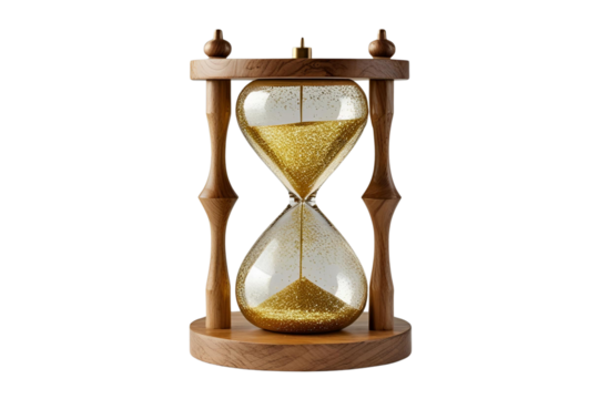 New style golden hourglass isolated on transparent background - Powered by Adobe