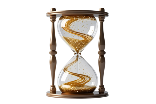 New style golden hourglass isolated on transparent background