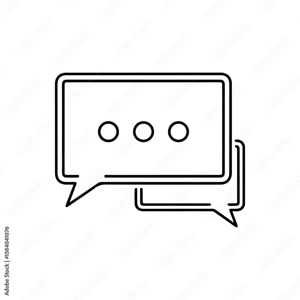 Fototapete two speech bubbles one large with ellipses a smaller overlap behind rendered in minimalist black lin