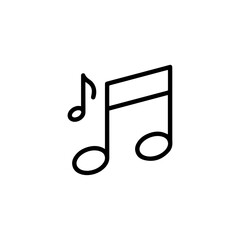 Two black outlined musical notes of different sizes and shapes are set on a white background