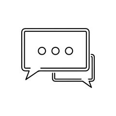 Naklejka premium Two speech bubbles one large with ellipses a smaller overlap behind rendered in minimalist black lines