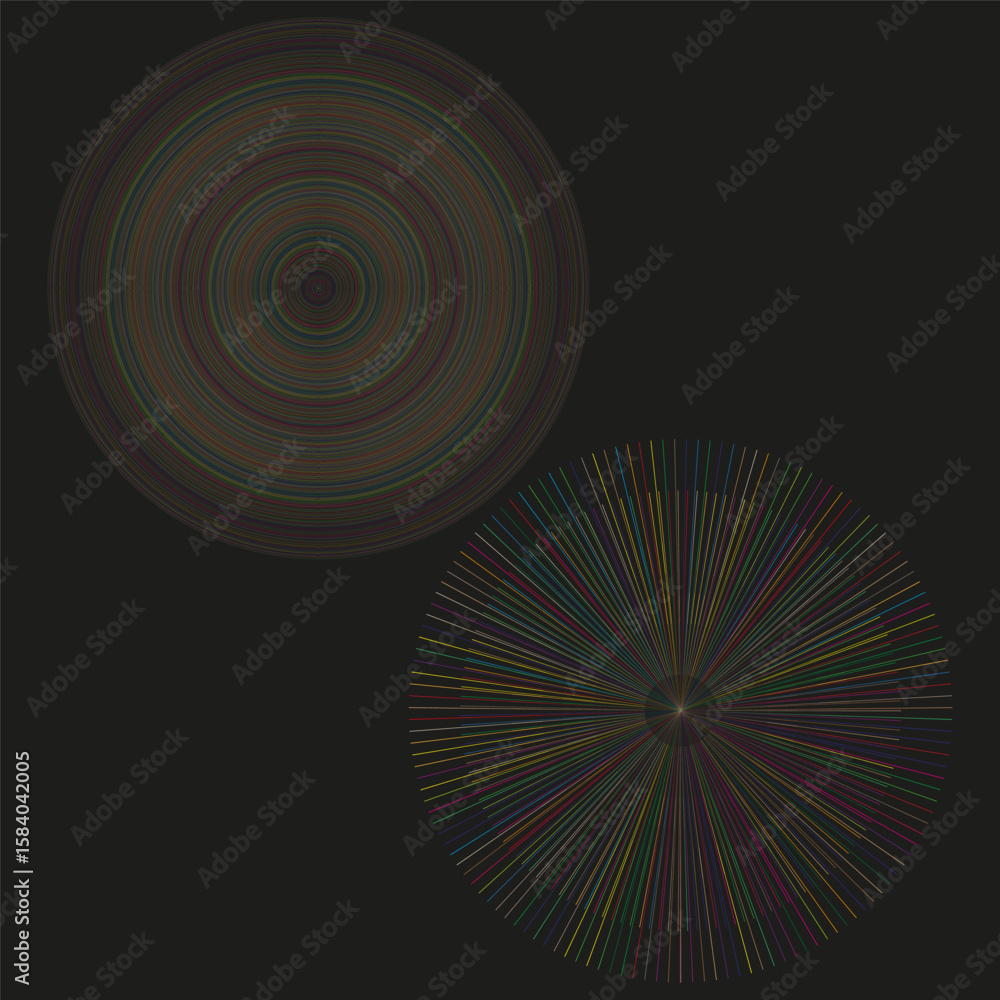 Poster abstract radial pattern. concentric circles design. geometric vector element. colorful wave graphic