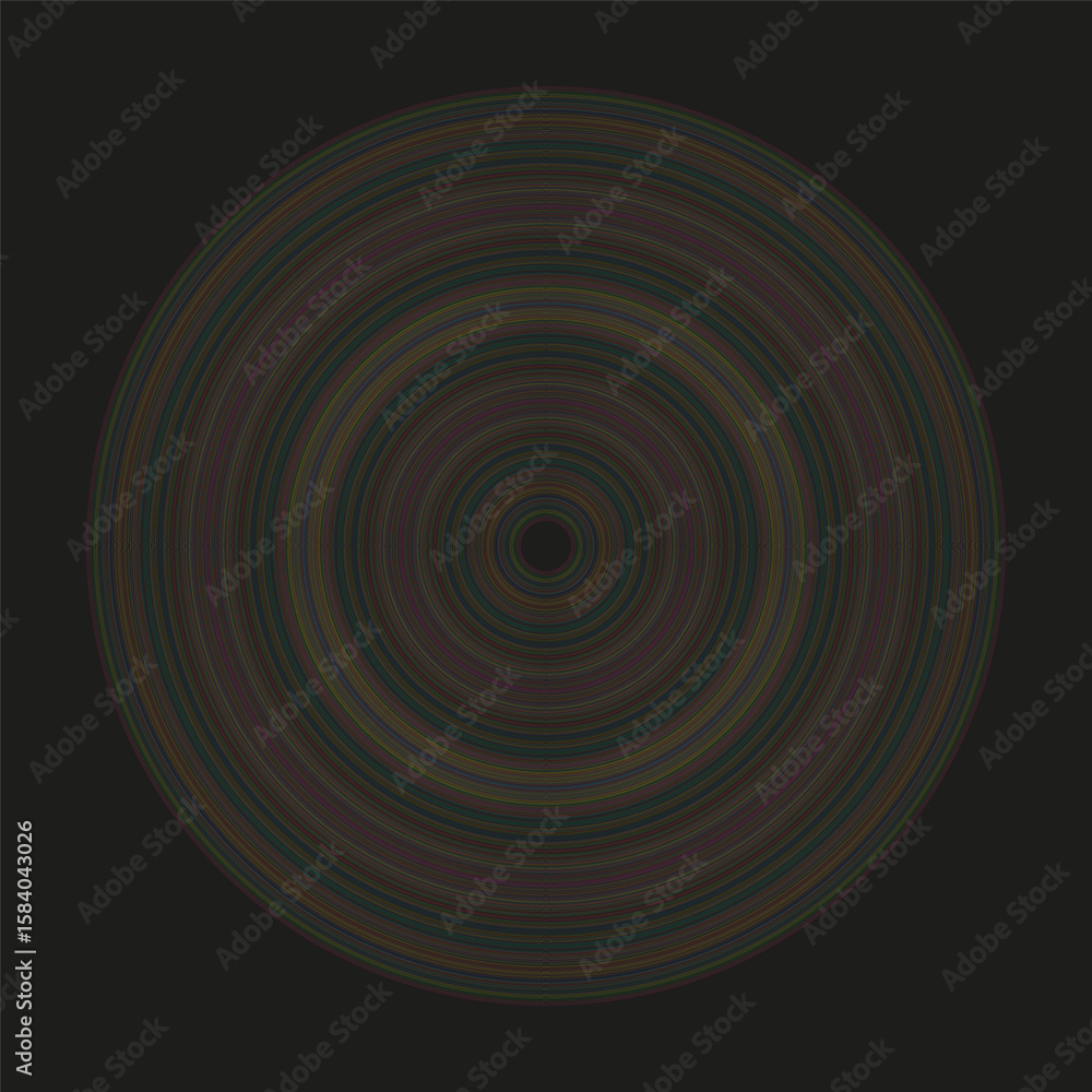 Poster concentric circles faded. gradient ring pattern. abstract geometry vector. dark radial illustration.
