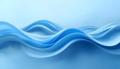 Abstract 3D rendering of flowing, wavy forms in shades of blue, resembling water or air