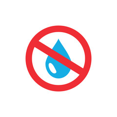 vector design of red sign prohibited from being exposed to water, wet, water drops.