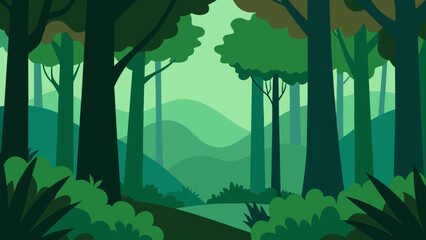 Cartoon Dense Forest Thick Impenetrable Undergrowth Vector Illustration